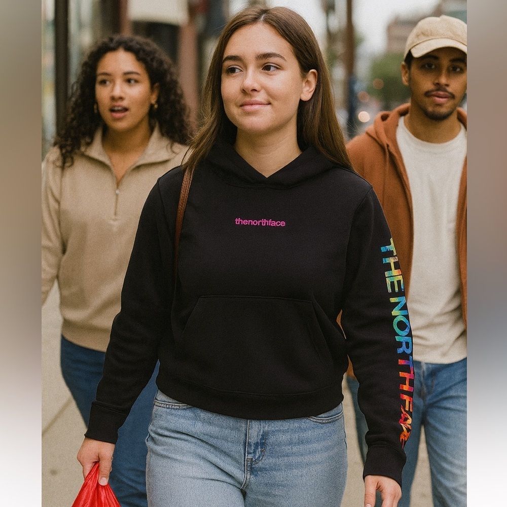 🌈 NWT Teen The North Face Rainbow Logo Hoodie – Size XL Perfect for casual days!